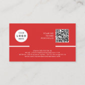 Modernes berufliches QR CODE-Logo Foto rot Visitenkarte (Rückseite)