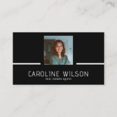 Modernes berufliches QR CODE Logo Foto schwarz Visitenkarte (Vorderseite)