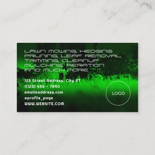 Modernes berufliches Rasenmäherbild Visitenkarte (Rückseite)