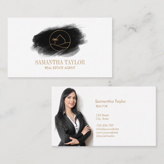 Modernes Berufliches Real Anwesen Beach House Busi Visitenkarte (Vorne/Hinten)