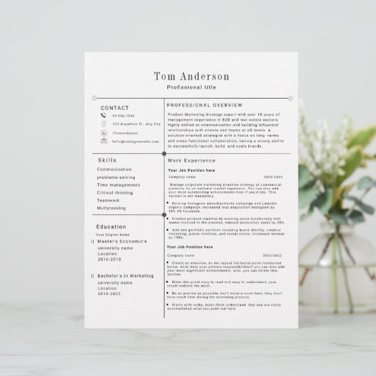 Modernes Berufliches Resume-Template (Stehend Vorderseite)