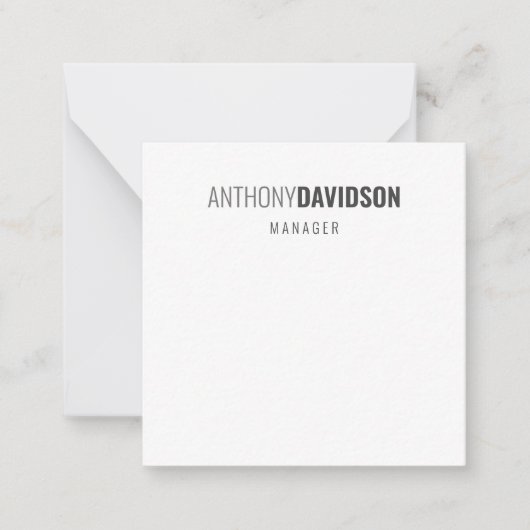 Modernes Berufliches Schlicht Einfaches Minimalist Mitteilungskarte (Vorderseite)