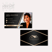 Modernes Berufliches Schwarz/Beige Realtor-Foto Visitenkarte