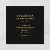 Modernes berufliches Schwarz-Gold-Monogramm Quadratische Visitenkarte (Rückseite)