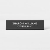 Modernes Berufliches Schwarz Minimalistisch Schreibtischnamensplakette (Vorderseite )