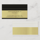 Modernes Berufliches Schwarz Streifen Luxus Chic Visitenkarte (Vorne/Hinten)