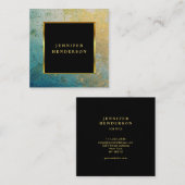 Modernes berufliches, schwarz-türkisfarbenes Gold Quadratische Visitenkarte (Vorne/Hinten)