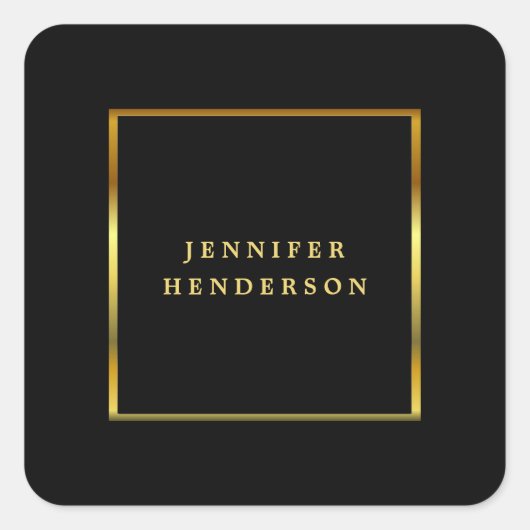Modernes berufliches Schwarz und Gold Quadratischer Aufkleber (Vorderseite)