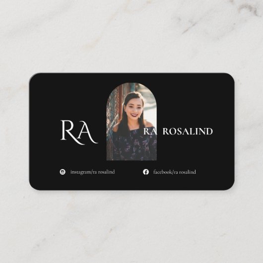 Modernes Berufliches Schwarz-weißes Monogramm-Foto Visitenkarte (Vorderseite)