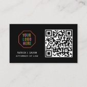 Modernes Berufliches Schwarzes Business-Logo, QR-C Visitenkarte (Vorderseite)