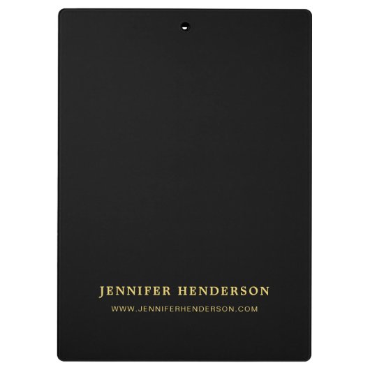 Modernes berufliches, schwarzes Gold Klemmbrett (Rückseite)