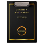 Modernes berufliches, schwarzes Gold Klemmbrett (Vorderseite)