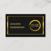Modernes berufliches schwarzes Gold mit Logo Visitenkarte (Vorderseite)