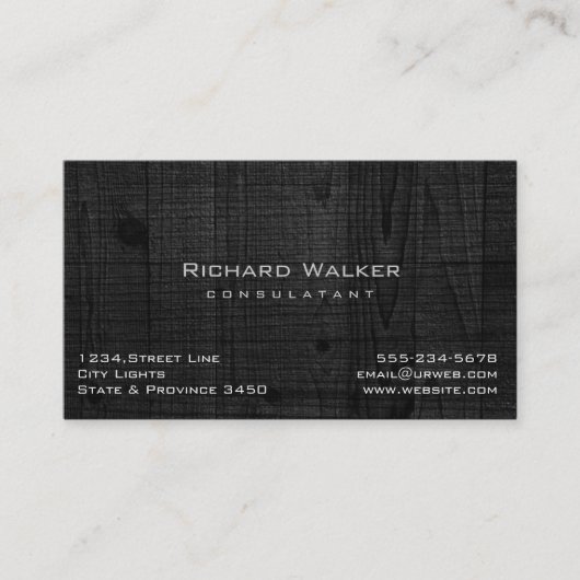 Modernes, Berufliches Schwarzes Holz Einfach Visitenkarte (Vorderseite)