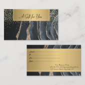 Modernes, Berufliches Schwarzes Marmor Gold Rabattkarte (Vorne/Hinten)