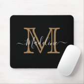 Modernes Berufliches Schwarzes Monogramm Mousepad (Mit Mouse)