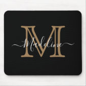 Modernes Berufliches Schwarzes Monogramm Mousepad (Vorne)