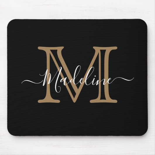 Modernes Berufliches Schwarzes Monogramm Mousepad (Vorne)