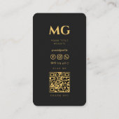 Modernes Berufliches Schwarzes Monogramm Visitenkarte (Rückseite)