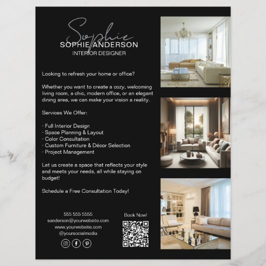 Modernes Berufliches Schwarzgeschäft Flyer (Vorne)