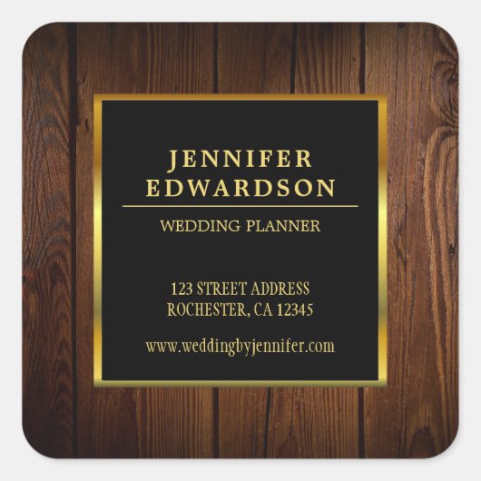 Modernes, berufliches Schwarzholzprodukt Quadratischer Aufkleber (Vorderseite)