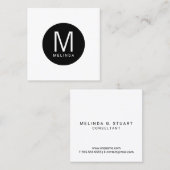Modernes berufliches Schwarzweiss-Monogramm Quadratische Visitenkarte (Vorne/Hinten)