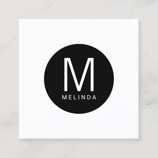 Modernes berufliches Schwarzweiss-Monogramm Quadratische Visitenkarte (Vorderseite)