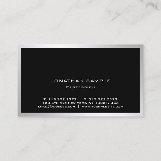 Modernes, Berufliches Silber-Template Visitenkarte (Rückseite)