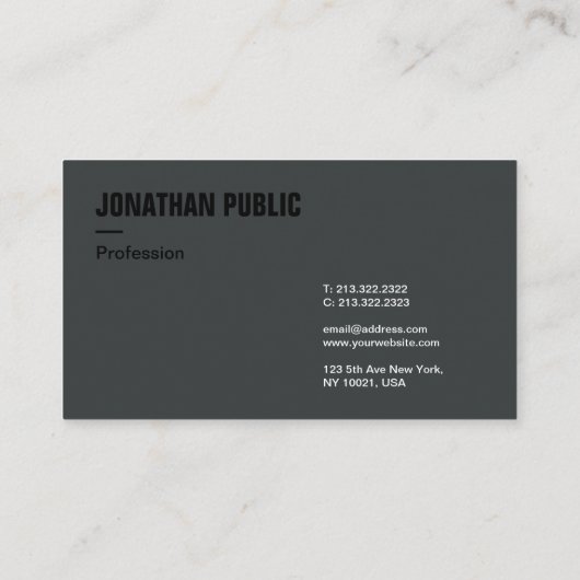 Modernes Berufliches Template Anthrazit Visitenkarte (Rückseite)
