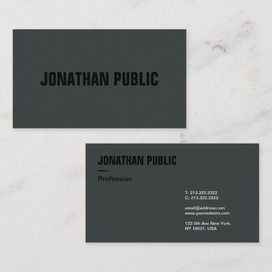 Modernes Berufliches Template Anthrazit Visitenkarte (Vorne/Hinten)