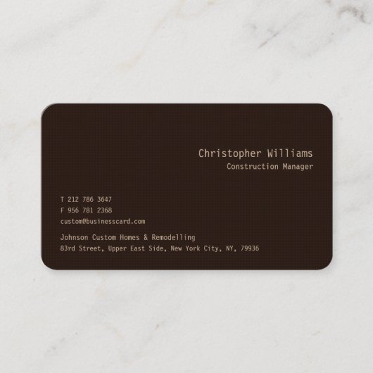 Modernes, Berufliches, trendbraunes Quadrat-Muster Visitenkarte (Vorderseite)