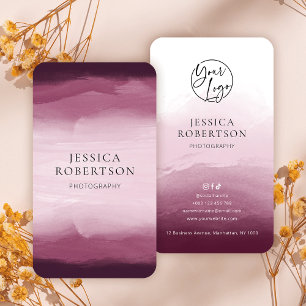 Modernes Berufliches, wasserfarbenes Burgund- Logo Visitenkarte