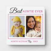 Modernes Best Auntie je 2 Foto Collage Fotoplatte (Vorderseite)
