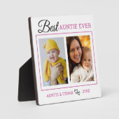 Modernes Best Auntie je 2 Foto Collage Fotoplatte (Vorderseite)