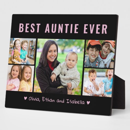 Modernes Best Auntie je 5 Foto Collage Template Fotoplatte (Seite)