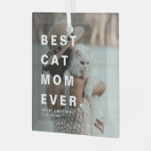Modernes, BEST CAT-MAMA je benutzerdefiniertes Fot Ornament Aus Glas (Vorderseite links)