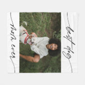 Modernes Best Dog-Mama je Foto Handgeschriebenes S Fleecedecke (Vorderseite (Horizontal))