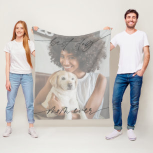 Modernes Best Dog Mama je Foto White Overlay Fleecedecke