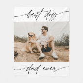 Modernes Best Dog Vater je Foto Handgeschriebenes  Fleecedecke (Vorderseite)
