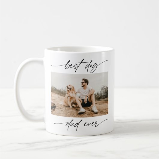 Modernes Best Dog Vater je Foto Handgeschriebenes  Kaffeetasse (Links)