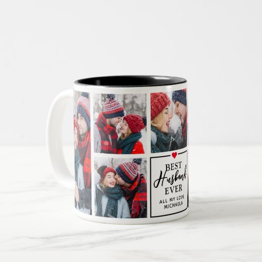 Modernes Best-Husband aller 7 Jahre - Collage & Me Zweifarbige Tasse (Vorderseite Links)