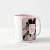 Modernes Best Mama Ever Heart Foto | Dunkelrosa Zweifarbige Tasse (VorderseiteRechts)