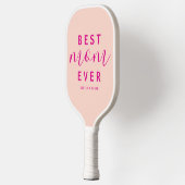 Modernes Best Mama je Hot Pink Script Foto Pickleball Schläger (Links)