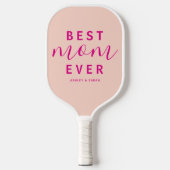Modernes Best Mama je Hot Pink Script Foto Pickleball Schläger (Vorderseite)