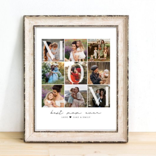 Modernes Best Mama-Script | 9 Foto Grid Collage Poster