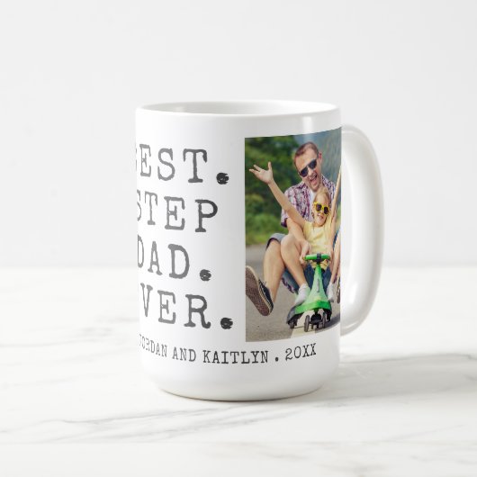 Modernes BEST STEPDAD ALLER 2 Fotos Personalisiert Kaffeetasse (VorderseiteRechts)
