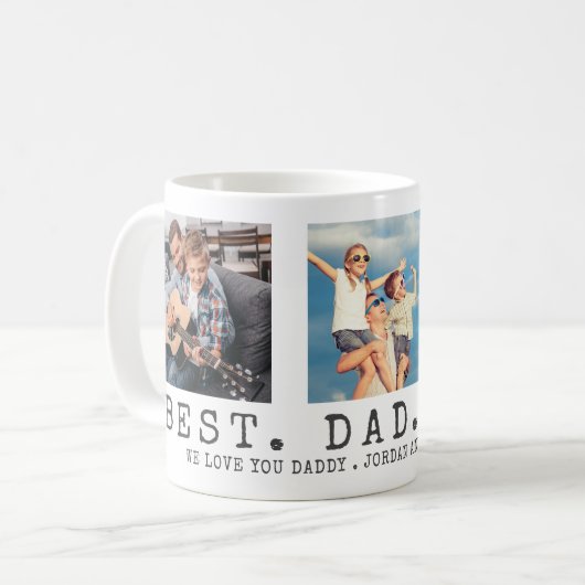 Modernes BEST VATER EVER Foto Personalisiert Kaffeetasse (Vorderseite Links)