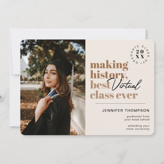 Modernes Best Virtual Class Abschluss Covid Ankündigung (Vorderseite)