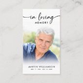 Modernes Bestattungs-Foto Love Memory Prayer Card Visitenkarte (Vorderseite)