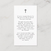 Modernes Bestattungs-Foto Love Memory Prayer Card Visitenkarte (Rückseite)